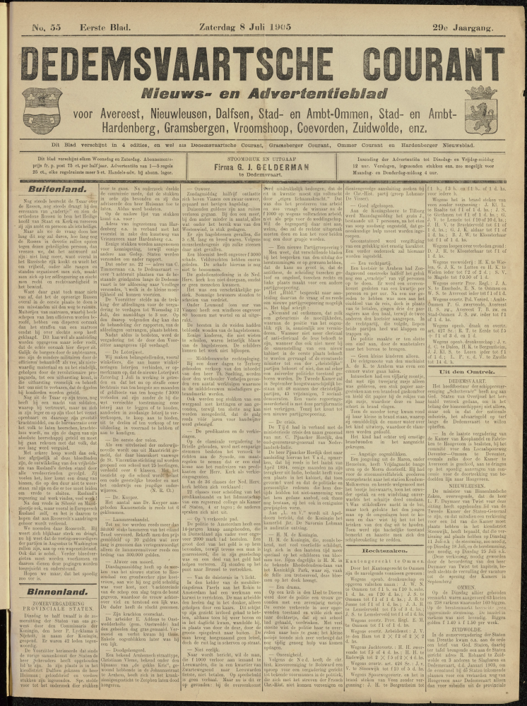 Bekijk detail van "Dedemsvaartsche Courant 8/7/1905 pagina 1 van 6<br xmlns:atlantis="urn:atlantis" />"