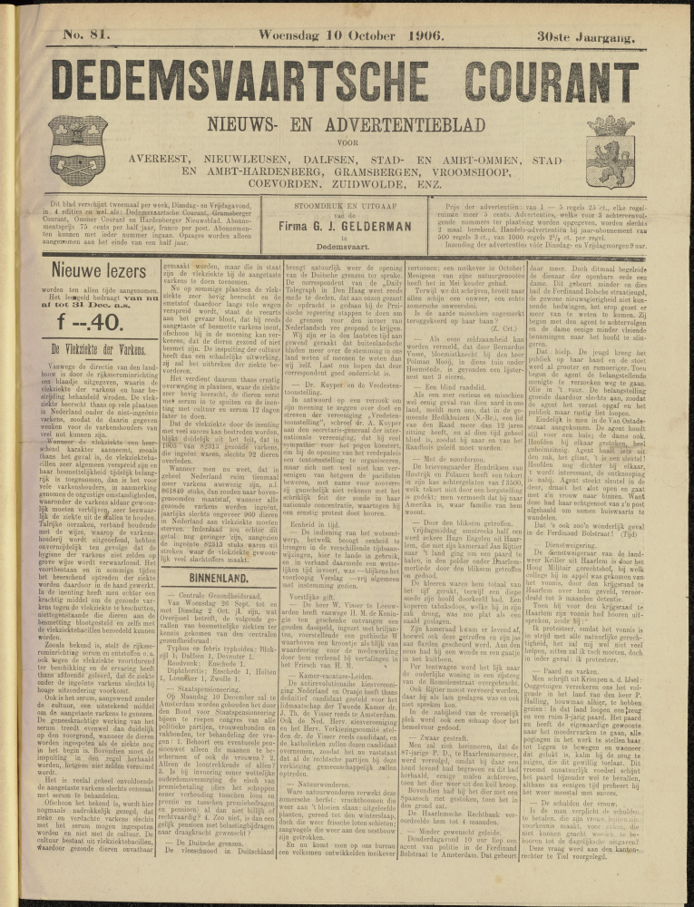 Bekijk detail van "Dedemsvaartsche Courant 10/10/1906 pagina <span class="highlight">1</span> van 4<br xmlns:atlantis="urn:atlantis" />"