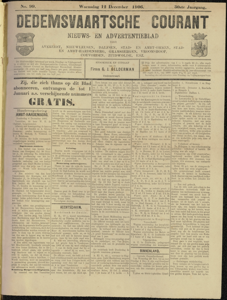 Bekijk detail van "Dedemsvaartsche Courant 12/12/1906 pagina 1 van 4<br xmlns:atlantis="urn:atlantis" />"