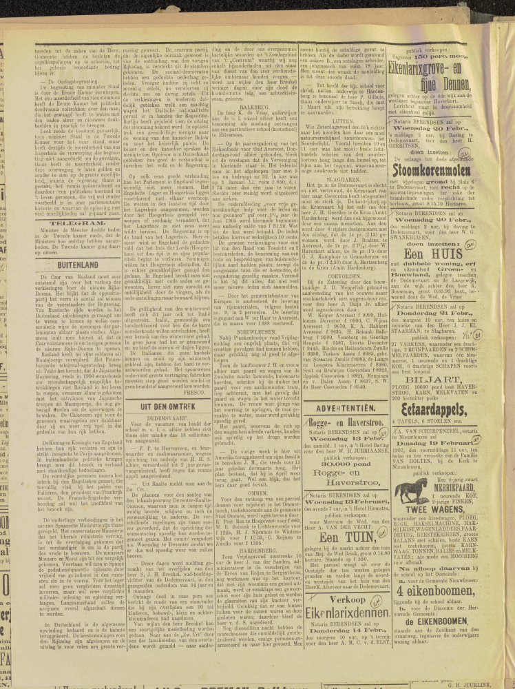 Bekijk detail van "Dedemsvaartsche Courant 13/2/1907 pagina 2 van 4<br xmlns:atlantis="urn:atlantis" />"