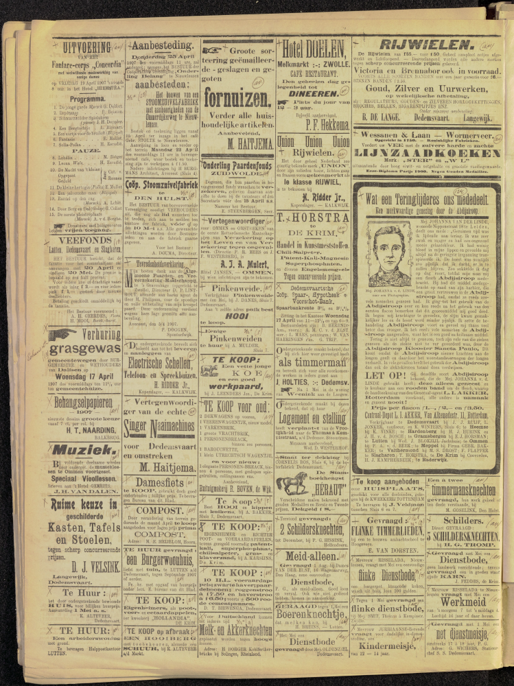 Bekijk detail van "Dedemsvaartsche Courant 13/4/1907 pagina 4 van 4<br xmlns:atlantis="urn:atlantis" />"