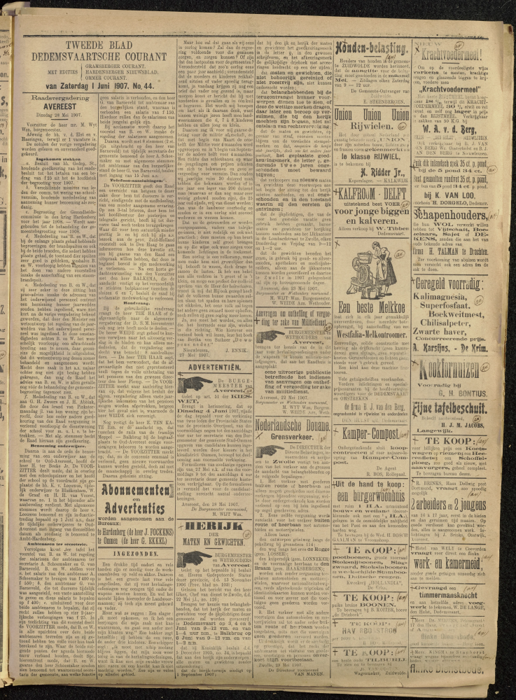 Bekijk detail van "Dedemsvaartsche Courant 1/6/1907 pagina 5 van 6<br xmlns:atlantis="urn:atlantis" />"