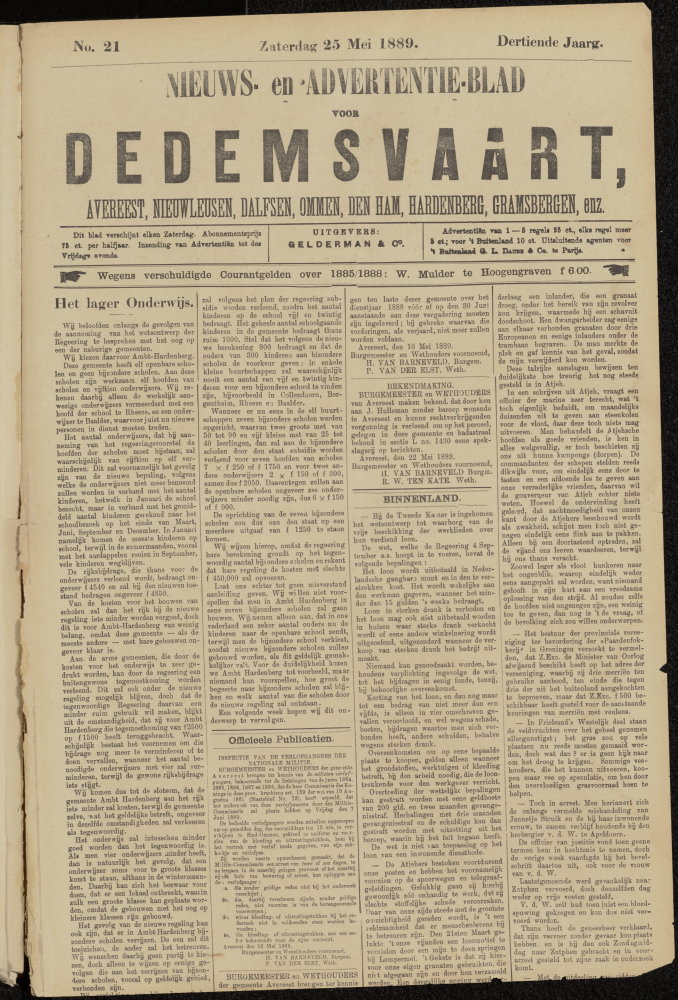 Bekijk detail van "Dedemsvaartsche Courant 25/5/1889 pagina 1 van 4<br xmlns:atlantis="urn:atlantis" />"