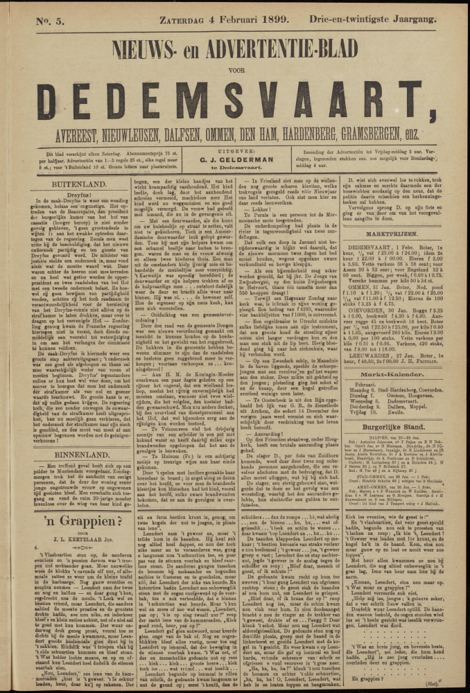 Bekijk detail van "Dedemsvaartsche Courant 4/2/1899 pagina <span class="highlight">1</span> van 4<br xmlns:atlantis="urn:atlantis" />"