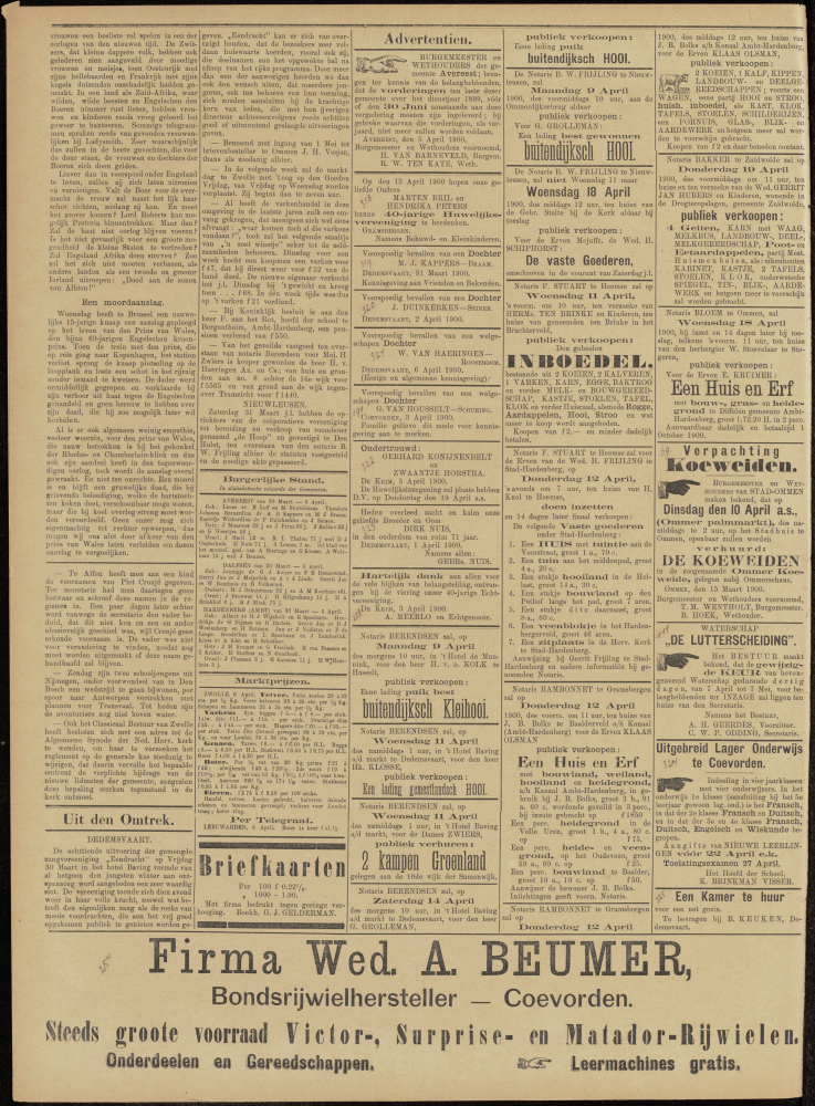 Bekijk detail van "Dedemsvaartsche Courant 7/4/1900 pagina 2 van 6<br xmlns:atlantis="urn:atlantis" />"