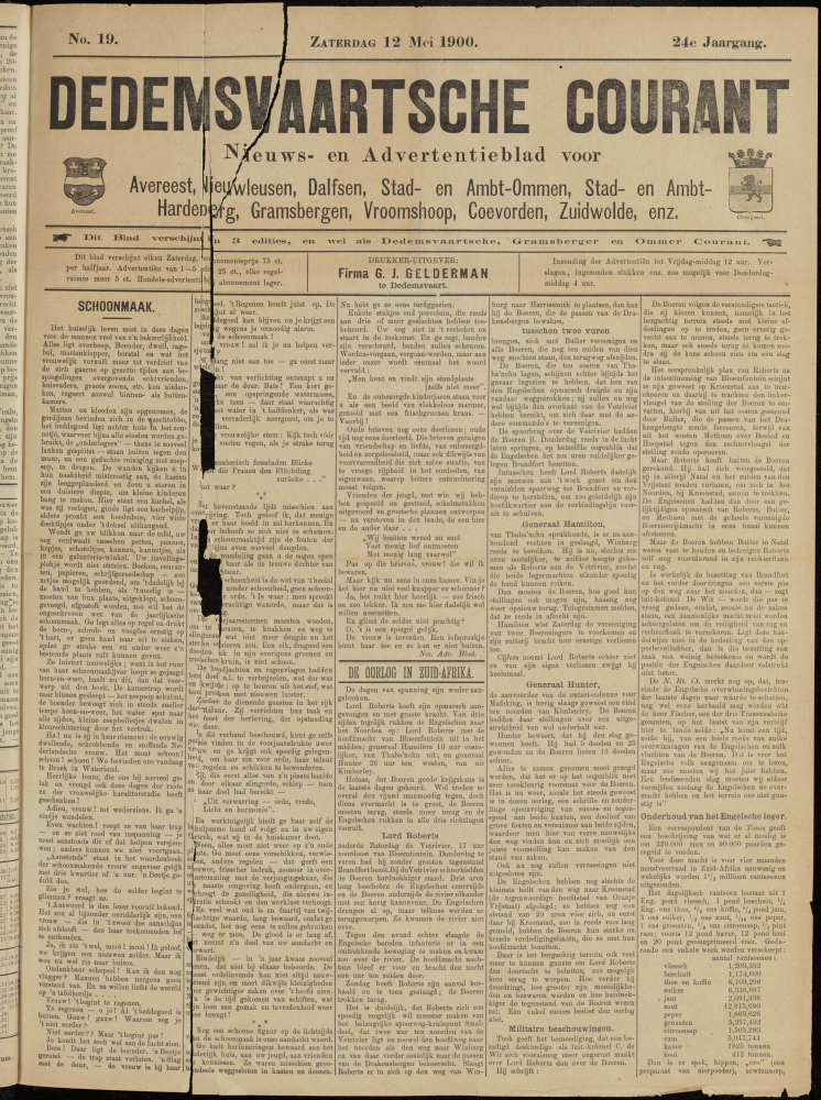 Bekijk detail van "Dedemsvaartsche Courant 12/5/1900 pagina 1 van 4<br xmlns:atlantis="urn:atlantis" />"