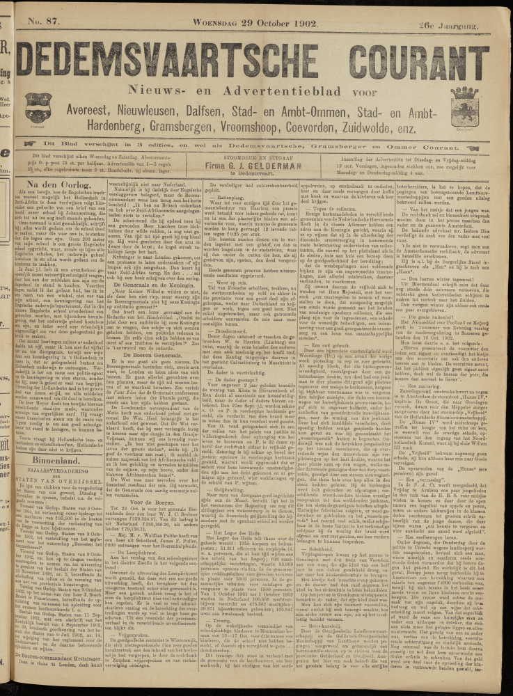 Bekijk detail van "Dedemsvaartsche Courant 29/10/1902 pagina <span class="highlight">1</span> van 2<br xmlns:atlantis="urn:atlantis" />"