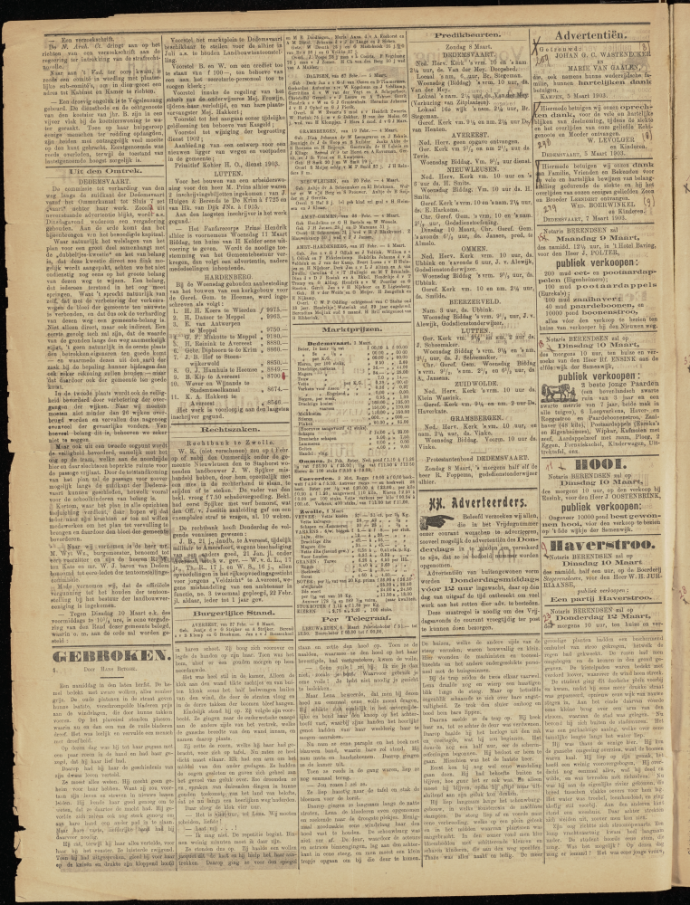 Bekijk detail van "Dedemsvaartsche Courant 7/3/1903 pagina 2 van 6<br xmlns:atlantis="urn:atlantis" />"
