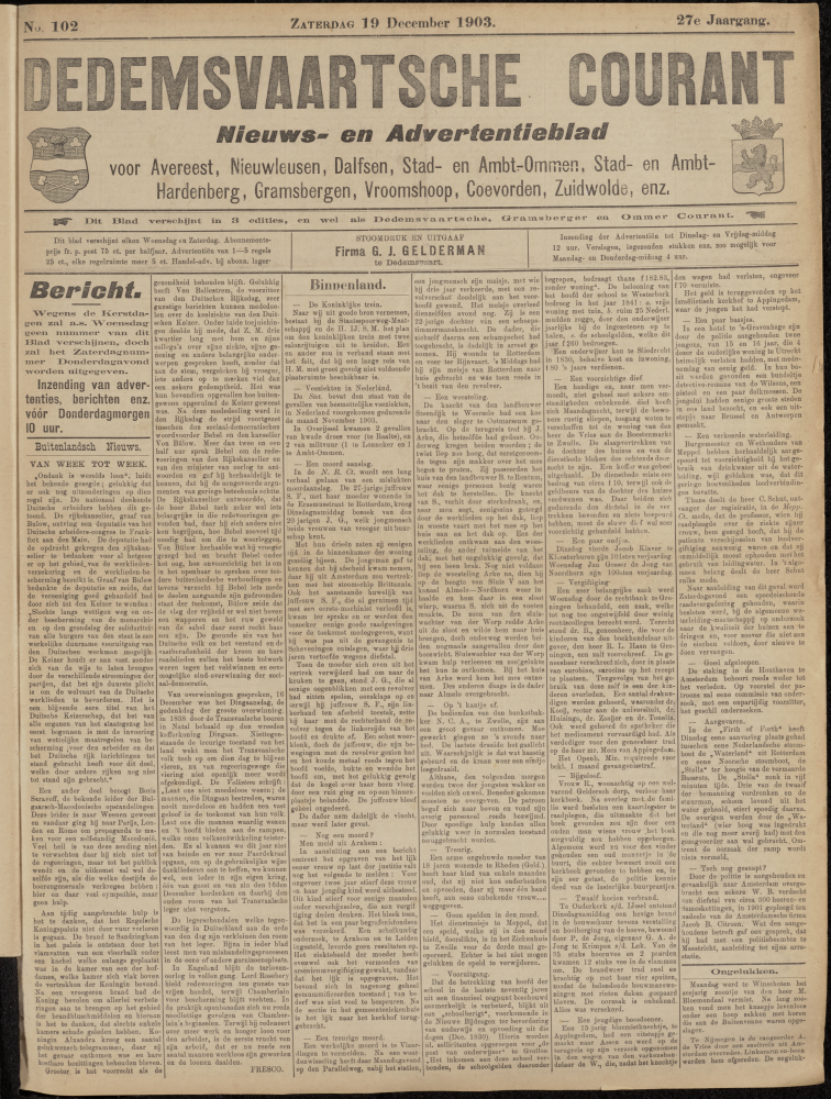 Bekijk detail van "Dedemsvaartsche Courant 19/12/1903 pagina 1 van 4<br xmlns:atlantis="urn:atlantis" />"