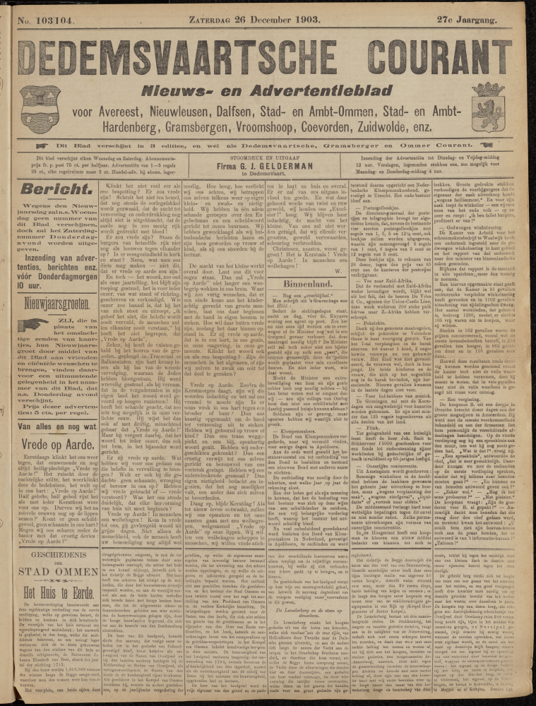 Bekijk detail van "Dedemsvaartsche Courant 26/12/1903 pagina 1 van 6<br xmlns:atlantis="urn:atlantis" />"