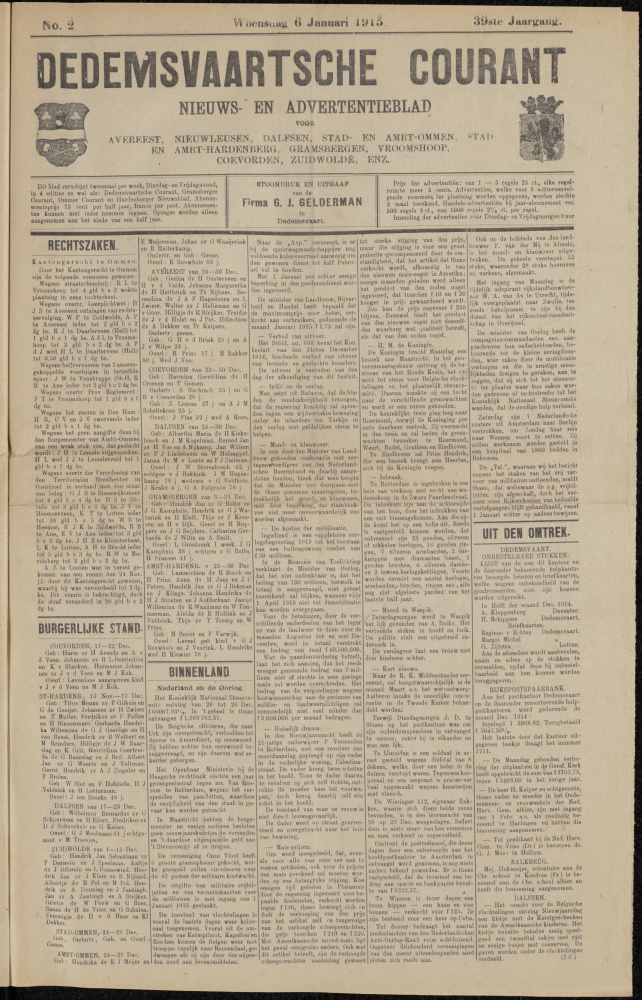 Bekijk detail van "Dedemsvaartsche Courant 6/1/1915 pagina 1 van 4<br xmlns:atlantis="urn:atlantis" />"