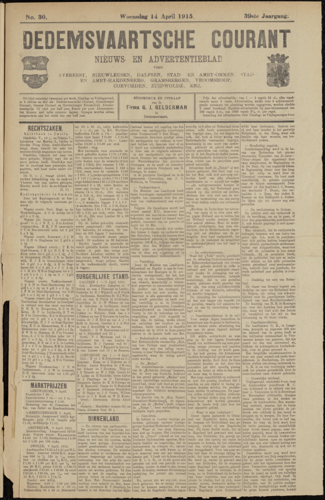 Bekijk detail van "Dedemsvaartsche Courant 14/4/1915 pagina <span class="highlight">1</span> van 4<br xmlns:atlantis="urn:atlantis" />"