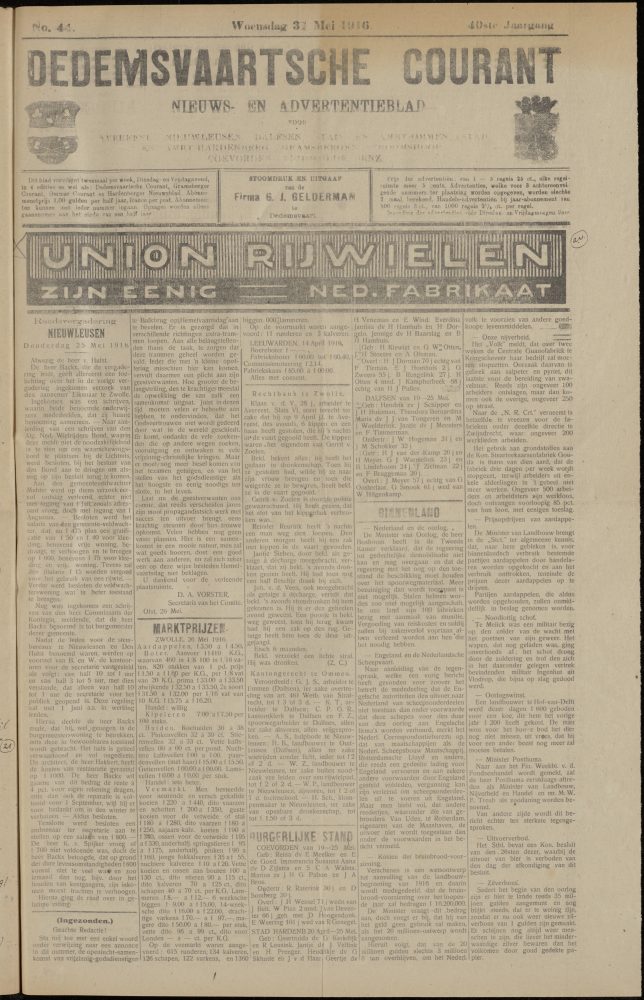 Bekijk detail van "Dedemsvaartsche Courant 31/5/1916 pagina <span class="highlight">1</span> van 4<br xmlns:atlantis="urn:atlantis" />"