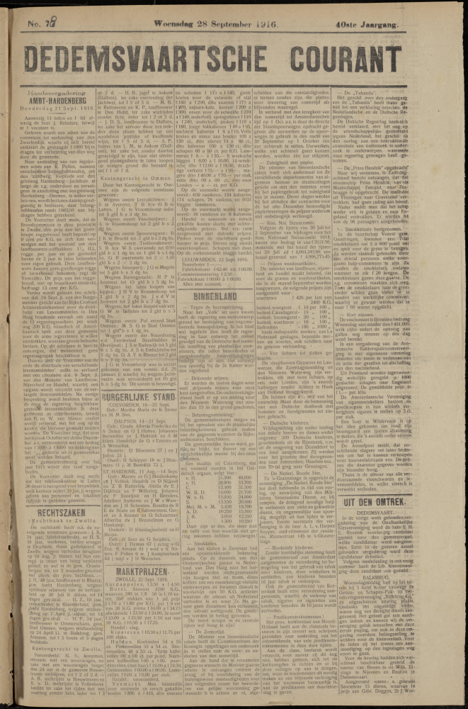 Bekijk detail van "Dedemsvaartsche Courant 28/9/1916 pagina 1 van 4<br xmlns:atlantis="urn:atlantis" />"