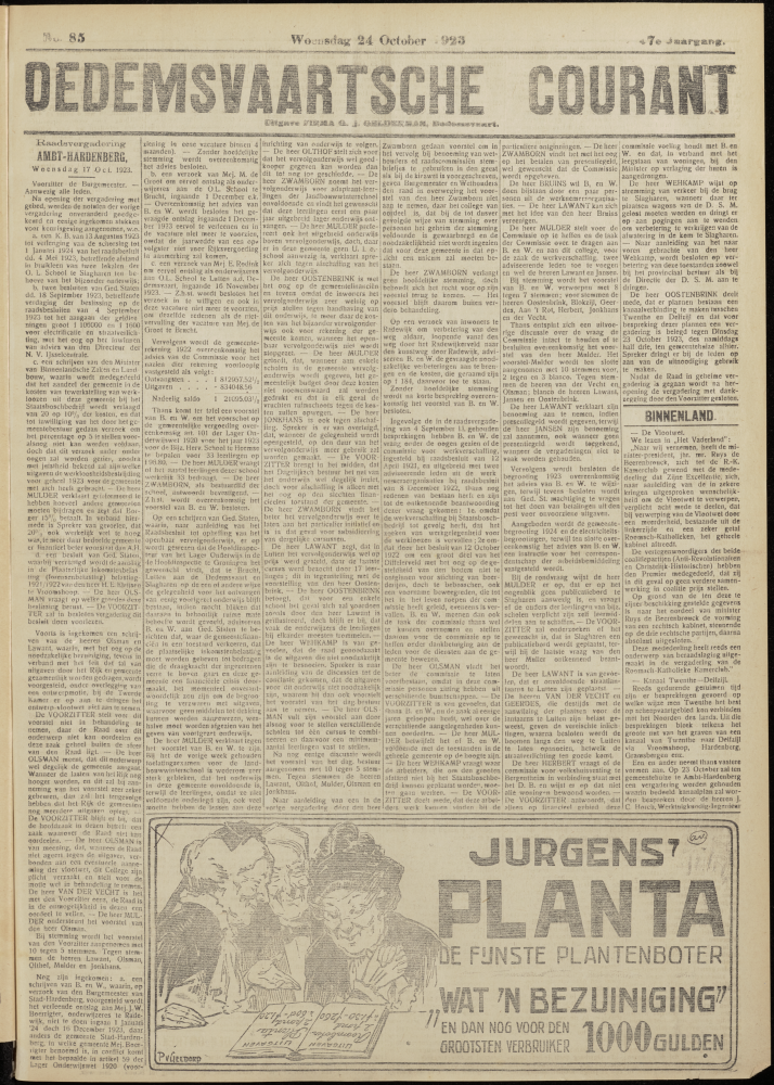 Bekijk detail van "Dedemsvaartsche Courant 24/10/1923 pagina 1 van 4<br xmlns:atlantis="urn:atlantis" />"