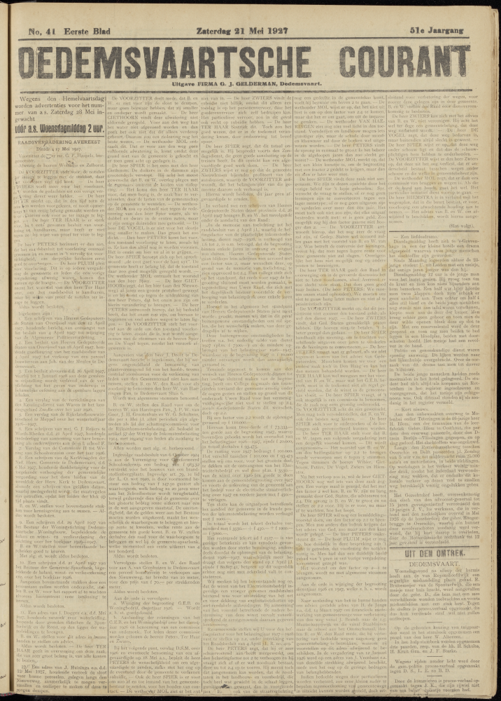 Bekijk detail van "Dedemsvaartsche Courant 21/5/1927 pagina 5 van 8<br xmlns:atlantis="urn:atlantis" />"