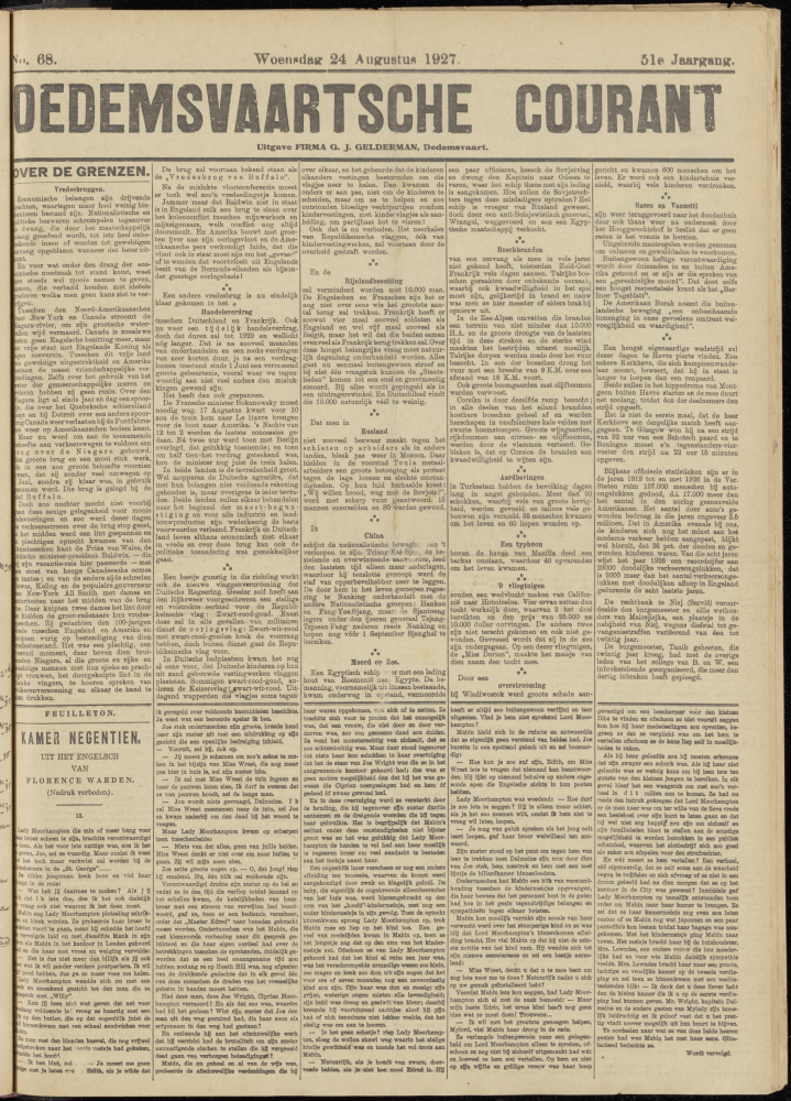 Bekijk detail van "Dedemsvaartsche Courant 24/8/1927 pagina 1 van 4<br xmlns:atlantis="urn:atlantis" />"