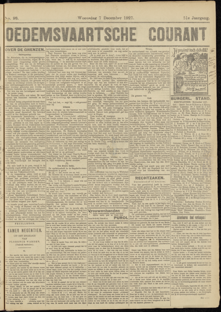 Bekijk detail van "Dedemsvaartsche Courant 7/12/1927 pagina 1 van 4<br xmlns:atlantis="urn:atlantis" />"