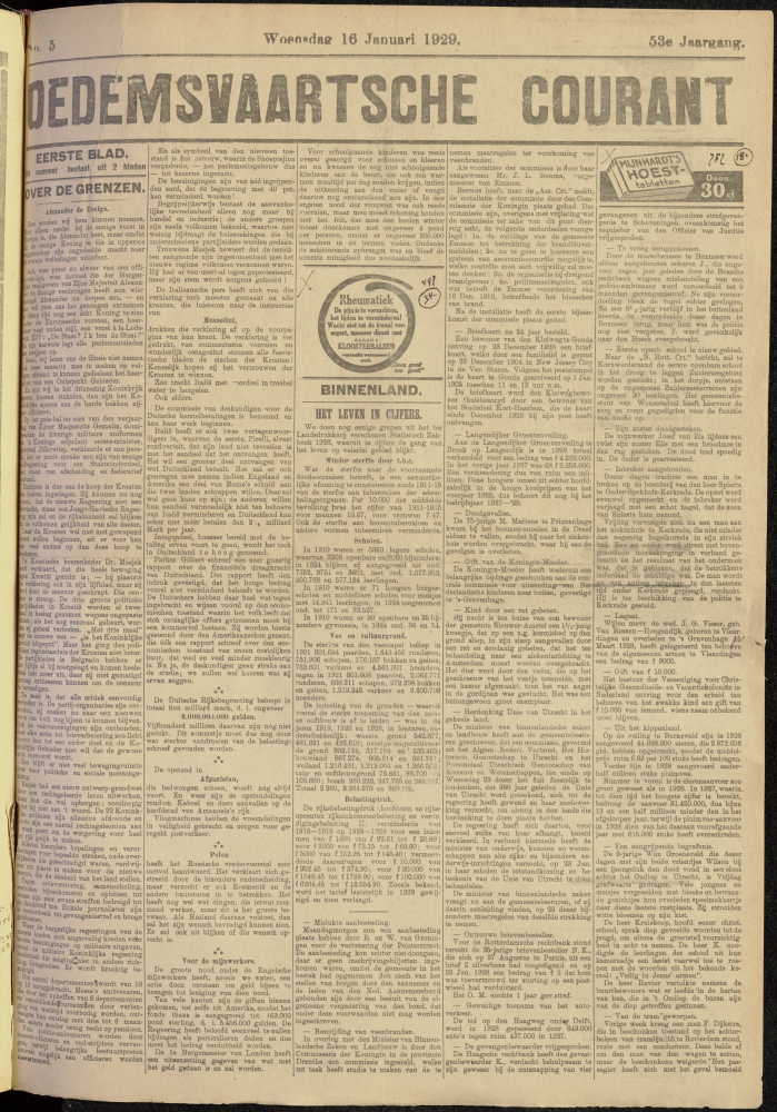 Bekijk detail van "Dedemsvaartsche Courant 16/1/1929 pagina 1 van 6<br xmlns:atlantis="urn:atlantis" />"