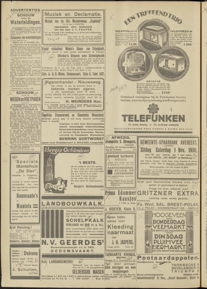 Bekijk detail van "Dedemsvaartsche Courant 25/10/1930 pagina 2 van 10<br xmlns:atlantis="urn:atlantis" />"