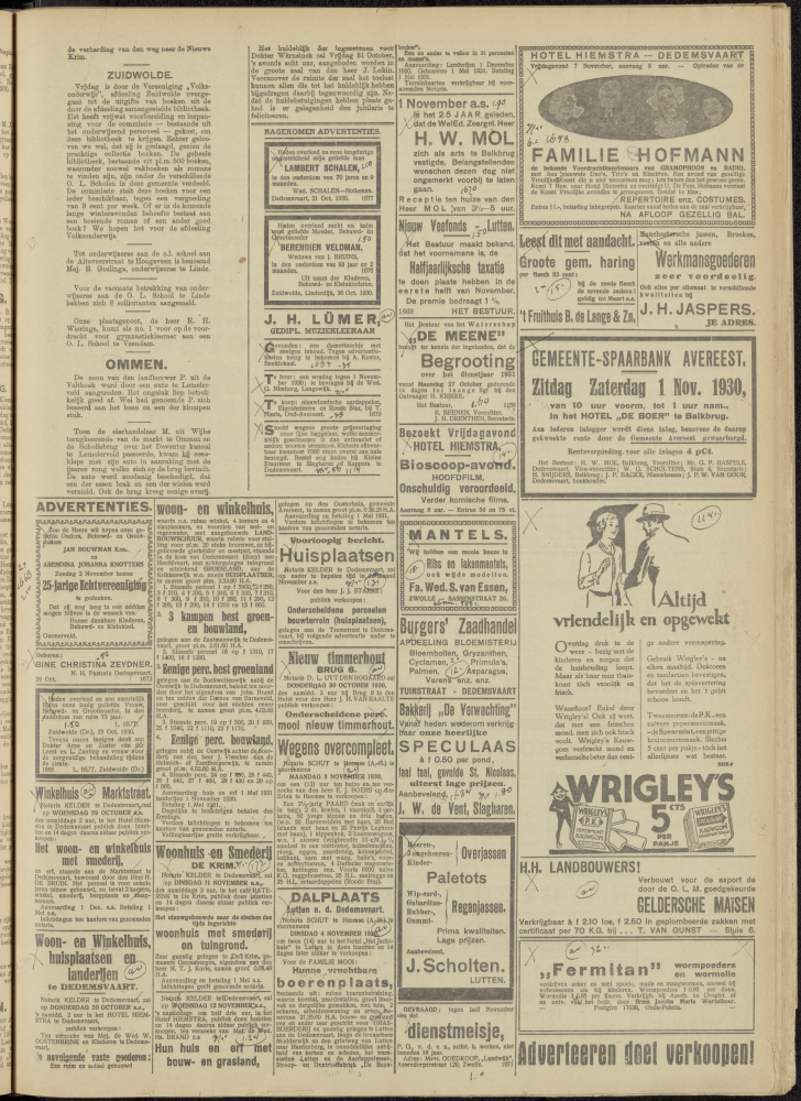 Bekijk detail van "Dedemsvaartsche Courant 29/10/1930 pagina 3 van 6<br xmlns:atlantis="urn:atlantis" />"