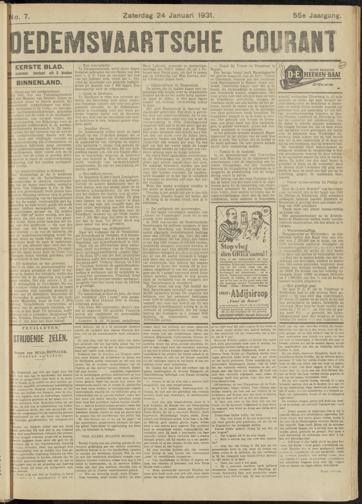 Bekijk detail van "Dedemsvaartsche Courant 24/1/1931 pagina 1 van 12<br xmlns:atlantis="urn:atlantis" />"
