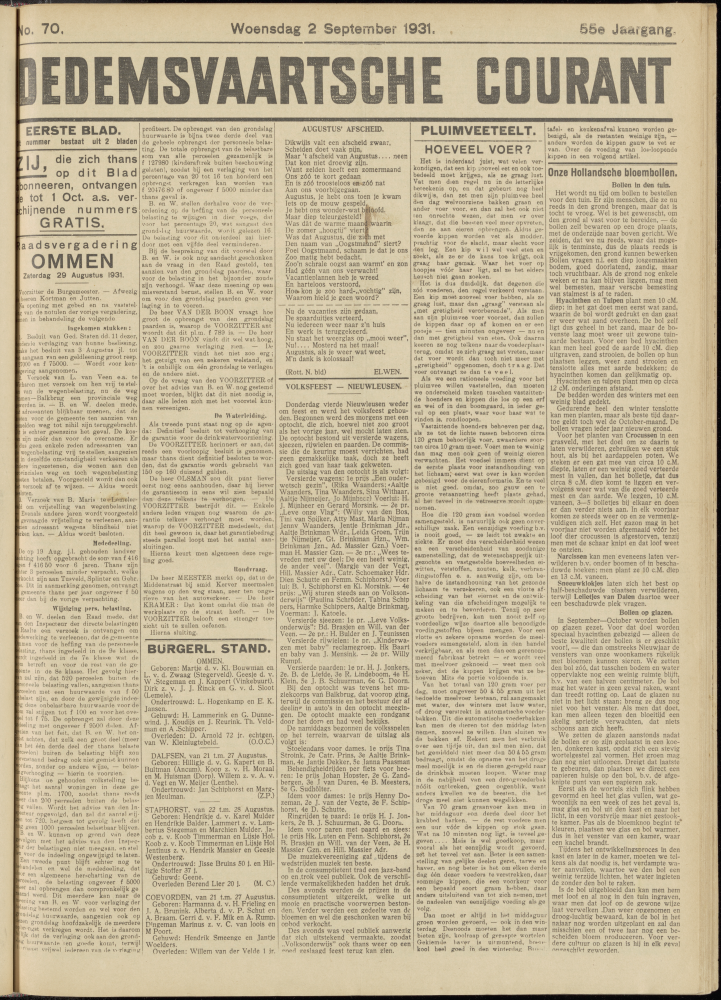 Bekijk detail van "Dedemsvaartsche Courant 2/9/1931 pagina <span class="highlight">1</span> van 6<br xmlns:atlantis="urn:atlantis" />"