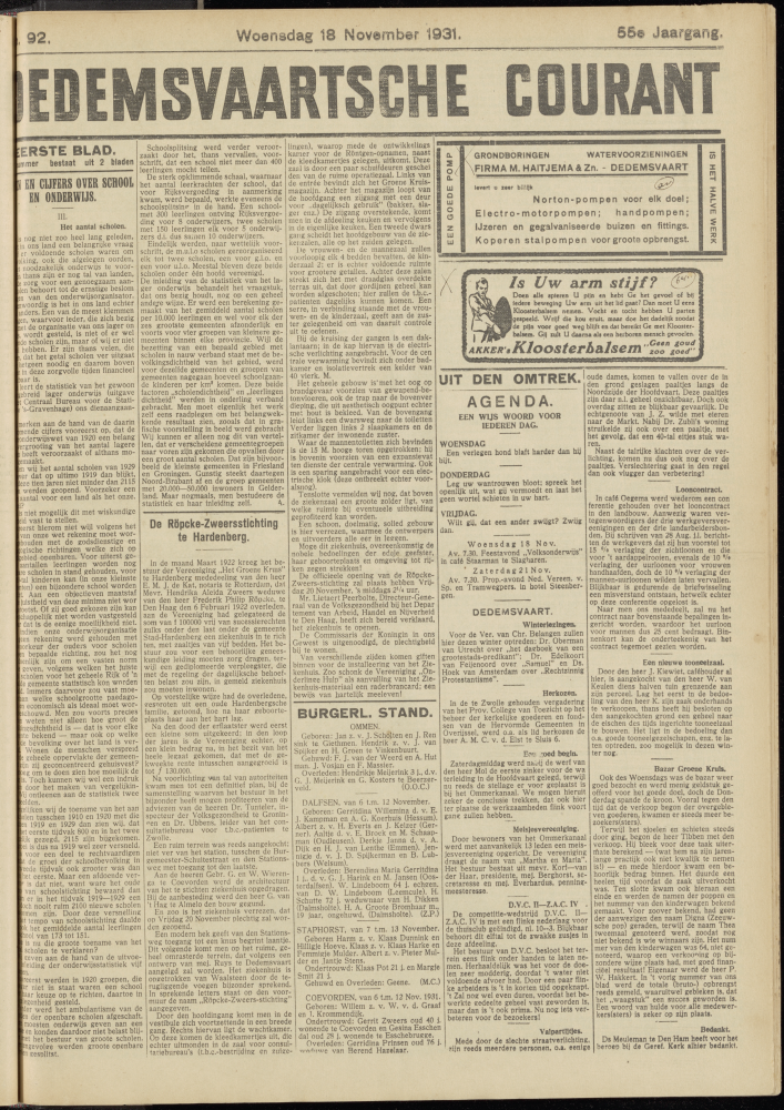 Bekijk detail van "Dedemsvaartsche Courant 18/11/1931 pagina <span class="highlight">1</span> van 6<br xmlns:atlantis="urn:atlantis" />"