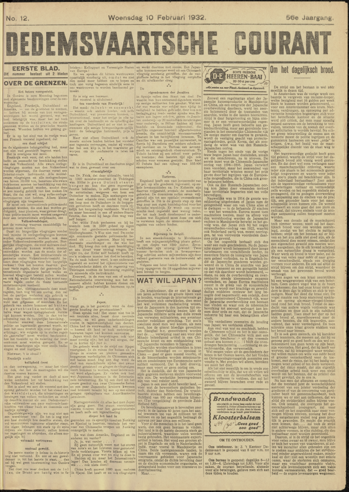 Bekijk detail van "Dedemsvaartsche Courant 10/2/1932 pagina 1 van 6<br xmlns:atlantis="urn:atlantis" />"