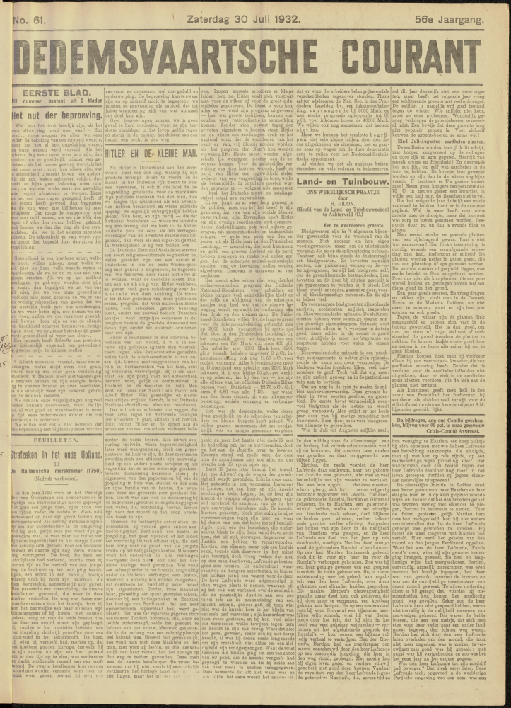 Bekijk detail van "Dedemsvaartsche Courant 30/7/1932 pagina 1 van 8<br xmlns:atlantis="urn:atlantis" />"