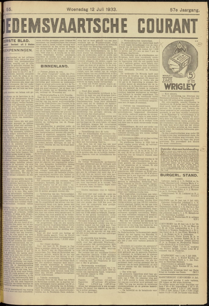 Bekijk detail van "Dedemsvaartsche Courant 12/7/1933 pagina <span class="highlight">1</span> van 6<br xmlns:atlantis="urn:atlantis" />"