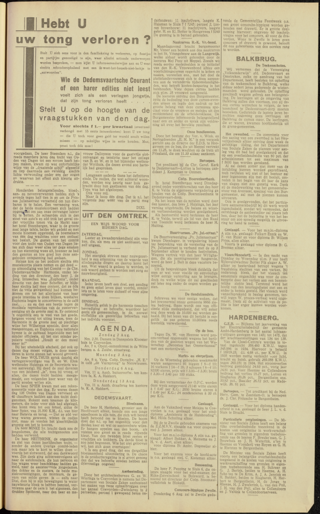 Bekijk detail van "Dedemsvaartsche Courant 1/8/1936 pagina 13 van 14<br xmlns:atlantis="urn:atlantis" />"