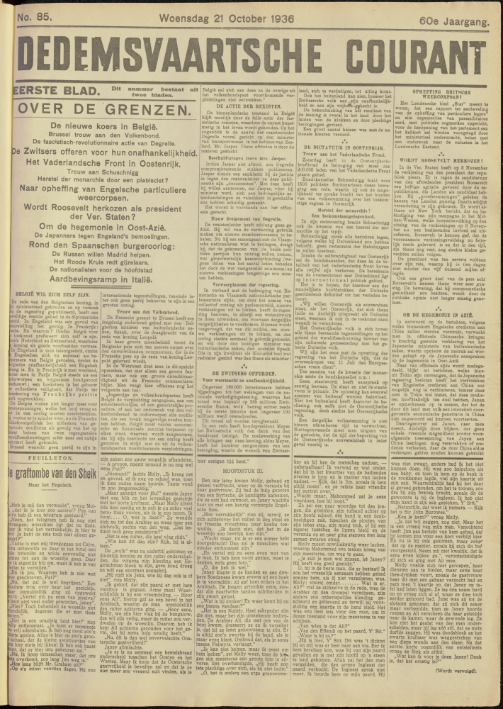 Bekijk detail van "Dedemsvaartsche Courant 21/10/1936 pagina 1 van 8<br xmlns:atlantis="urn:atlantis" />"