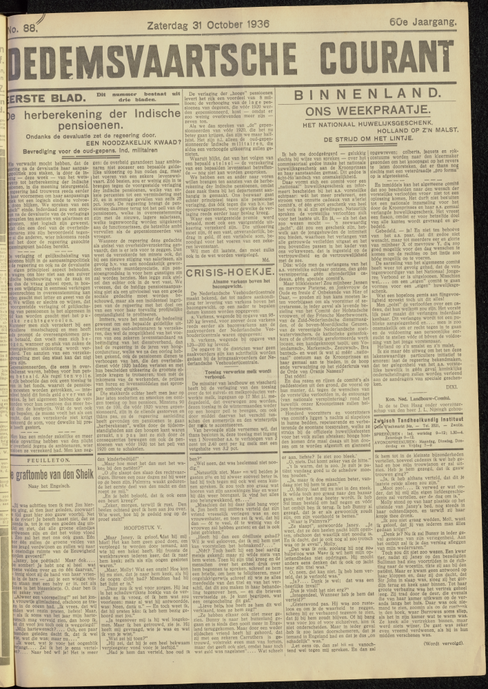 Bekijk detail van "Dedemsvaartsche Courant 31/10/1936 pagina 1 van 12<br xmlns:atlantis="urn:atlantis" />"
