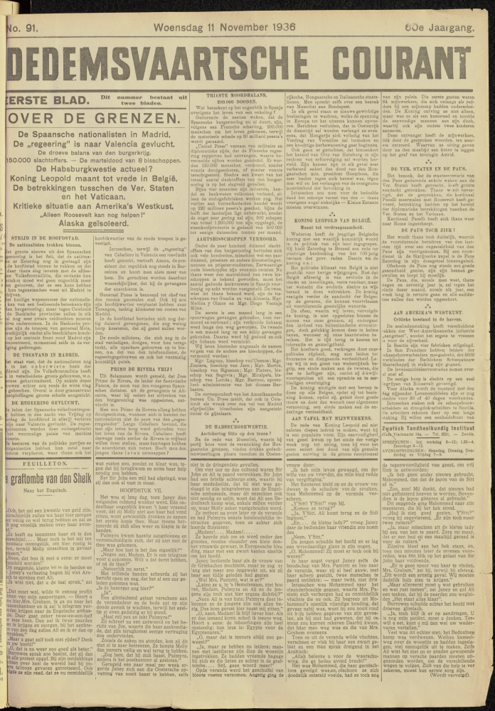Bekijk detail van "Dedemsvaartsche Courant 11/11/1936 pagina 1 van 8<br xmlns:atlantis="urn:atlantis" />"