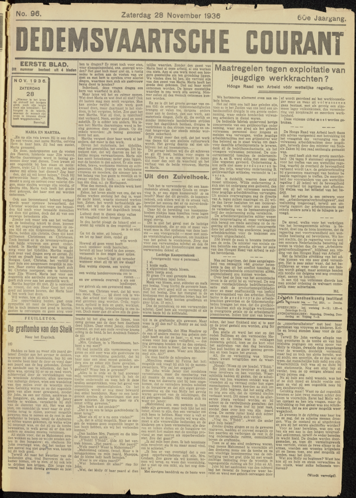 Bekijk detail van "Dedemsvaartsche Courant 28/11/1936 pagina 1 van 16<br xmlns:atlantis="urn:atlantis" />"