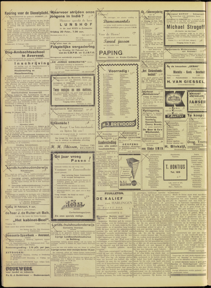 Bekijk detail van "Dedemsvaartsche Courant 20/2/1948 pagina 4 van 4<br xmlns:atlantis="urn:atlantis" />"