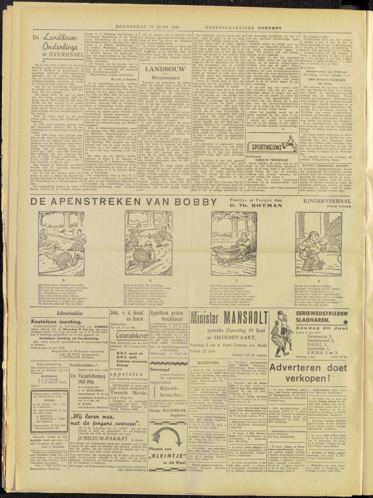 Bekijk detail van "Dedemsvaartsche Courant 17/6/1948 pagina 4 van 4<br xmlns:atlantis="urn:atlantis" />"