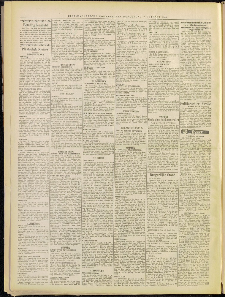 Bekijk detail van "Dedemsvaartsche Courant 7/10/1948 pagina 2 van 4<br xmlns:atlantis="urn:atlantis" />"