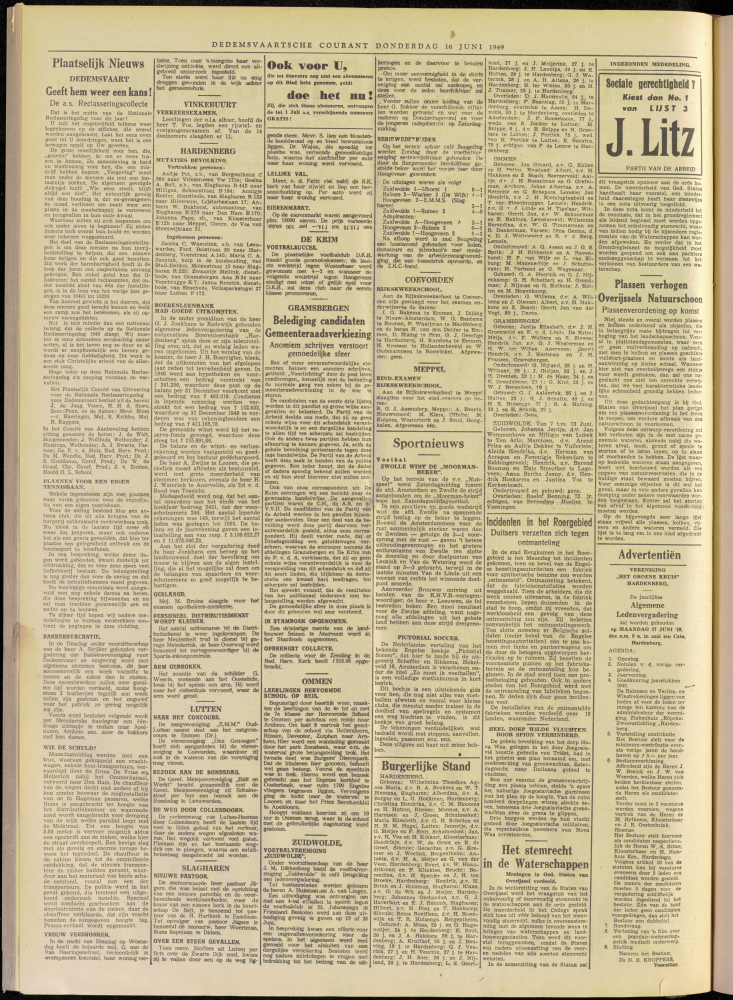 Bekijk detail van "Dedemsvaartsche Courant 16/6/1949 pagina 2 van 4<br xmlns:atlantis="urn:atlantis" />"
