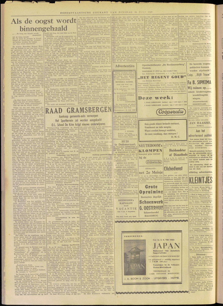 Bekijk detail van "Dedemsvaartsche Courant 26/7/1949 pagina 4 <span class="highlight">van</span> 4<br xmlns:atlantis="urn:atlantis" />"