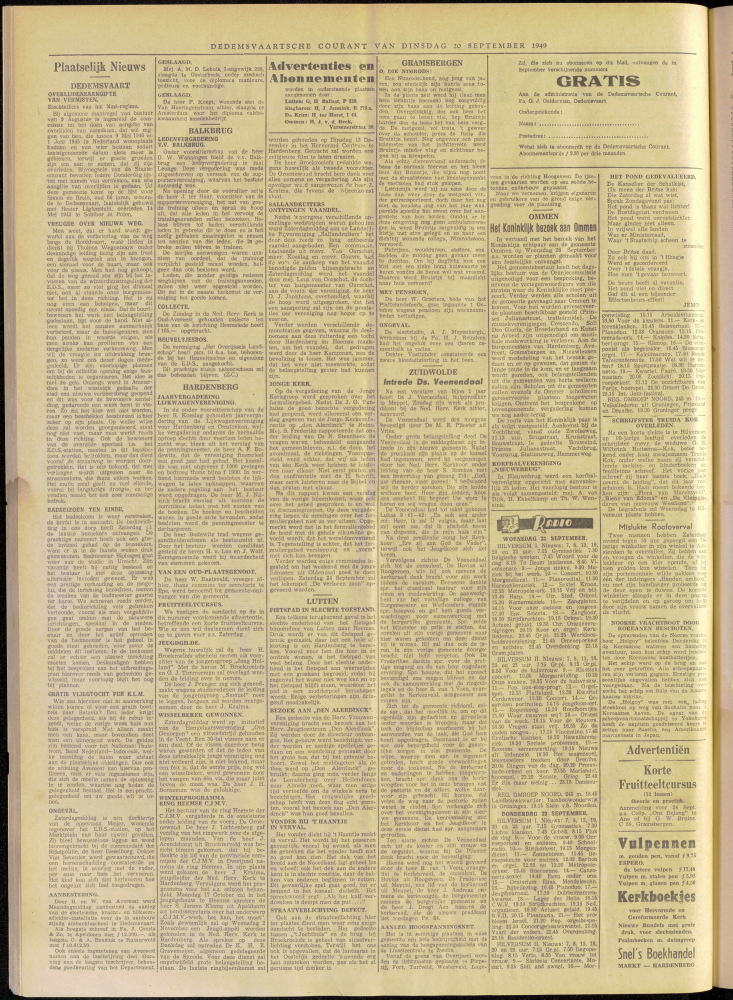 Bekijk detail van "Dedemsvaartsche Courant 20/9/1949 pagina 2 van 4<br xmlns:atlantis="urn:atlantis" />"