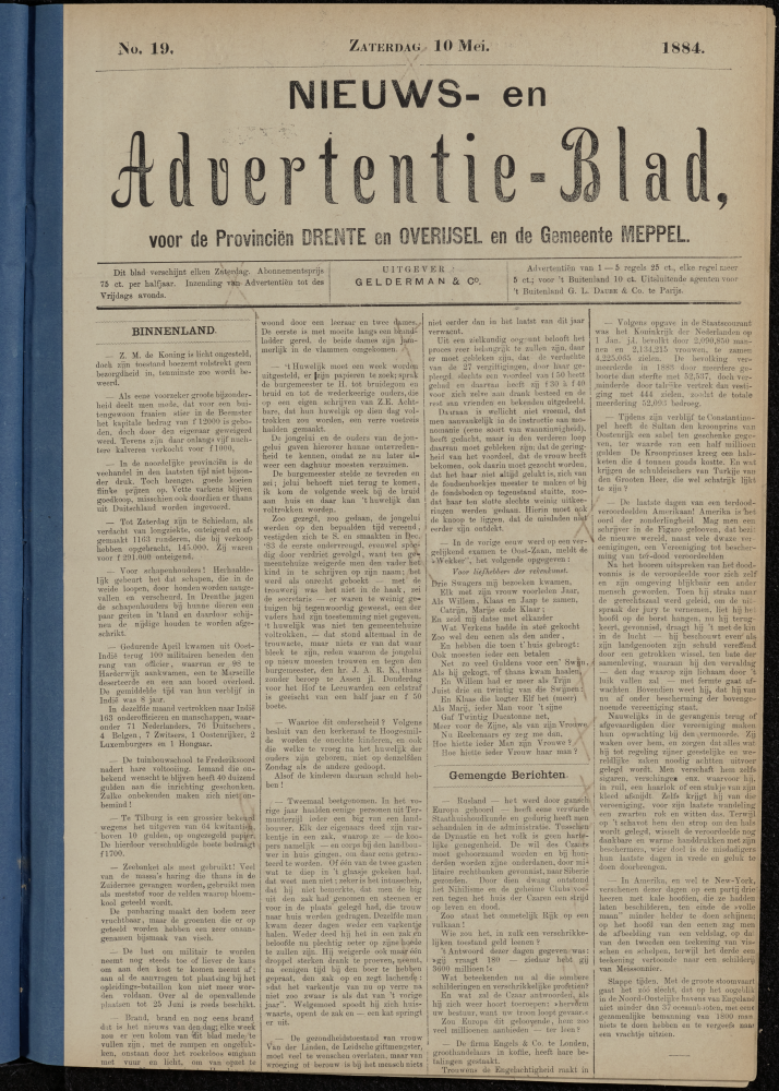 Bekijk detail van "Dedemsvaartsche Courant 10/5/1884 pagina 1 van 4<br xmlns:atlantis="urn:atlantis" />"