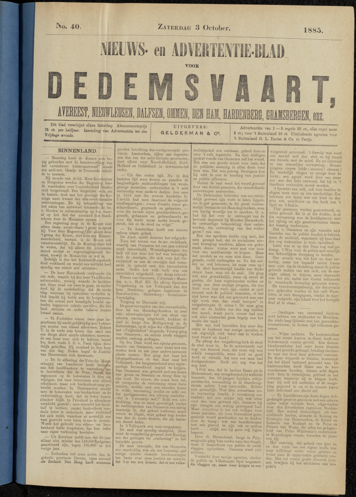 Bekijk detail van "Dedemsvaartsche Courant 3/10/1885 pagina 1 van 4<br xmlns:atlantis="urn:atlantis" />"