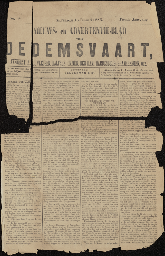 Bekijk detail van "Dedemsvaartsche Courant 16/1/1886 pagina 1 van 6<br xmlns:atlantis="urn:atlantis" />"