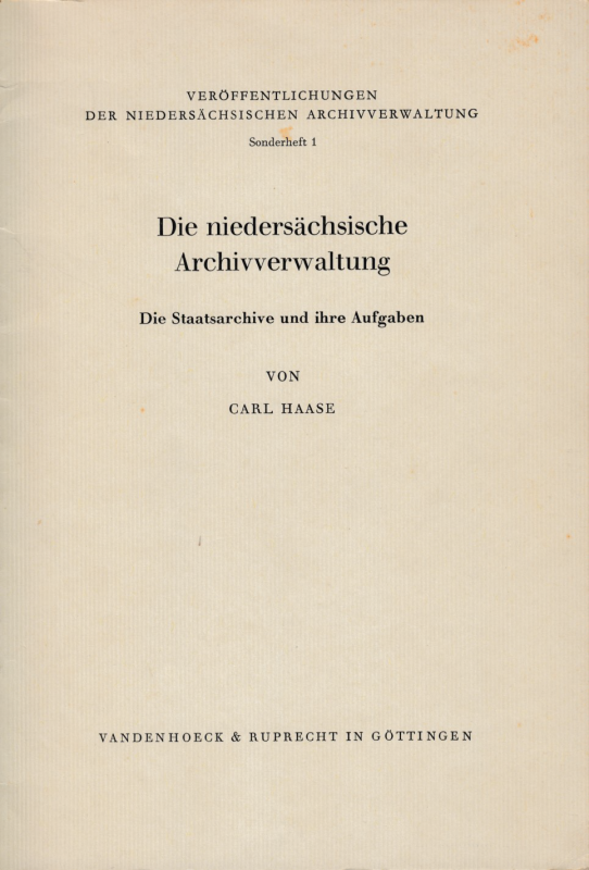 Bekijk detail van "Die niedersächsische Archivverwaltung"