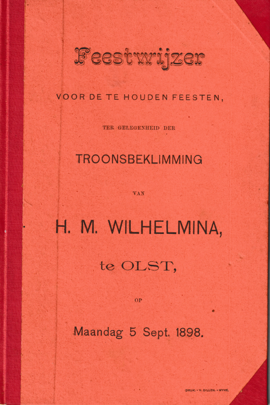 Bekijk detail van "Feestwijzer t.g.v. troonsbeklimming van H.M. Wilhelmina, 1898"