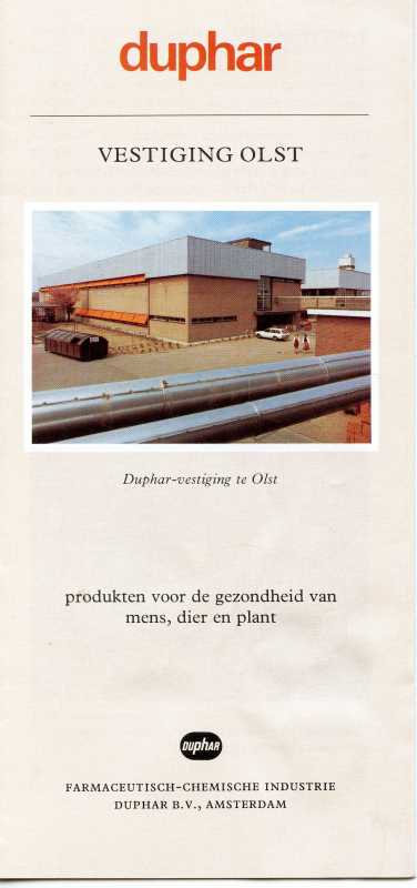 Bekijk detail van "<span class="highlight">Folder</span>: Duphar vestiging Olst, producten voor de gezondheid van mens, dier en plant"