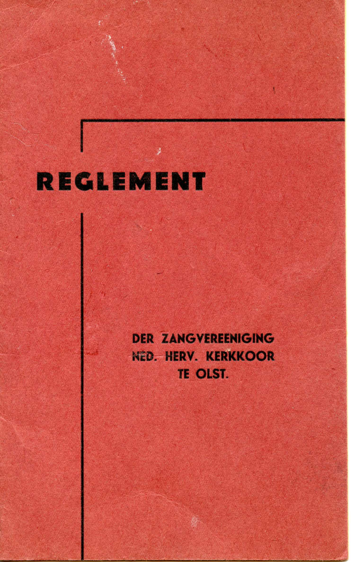 Bekijk detail van "Boekje met reglement der Zangvereeniging Ned. Herv. Kerkkoor Olst, 1946"