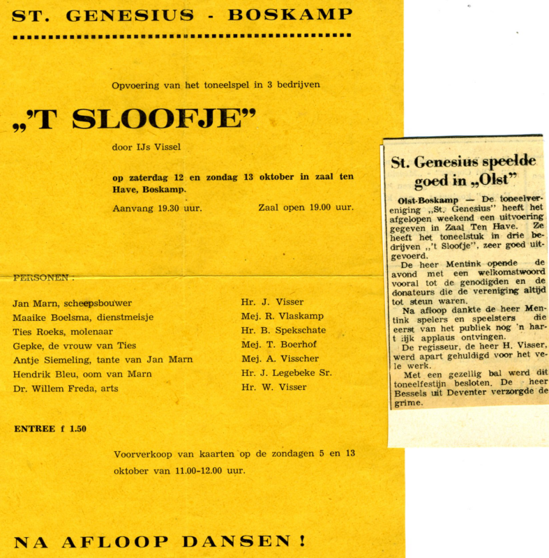 Bekijk detail van "Programma uitvoering toneelver. St. Genesius Boskamp, 1968"